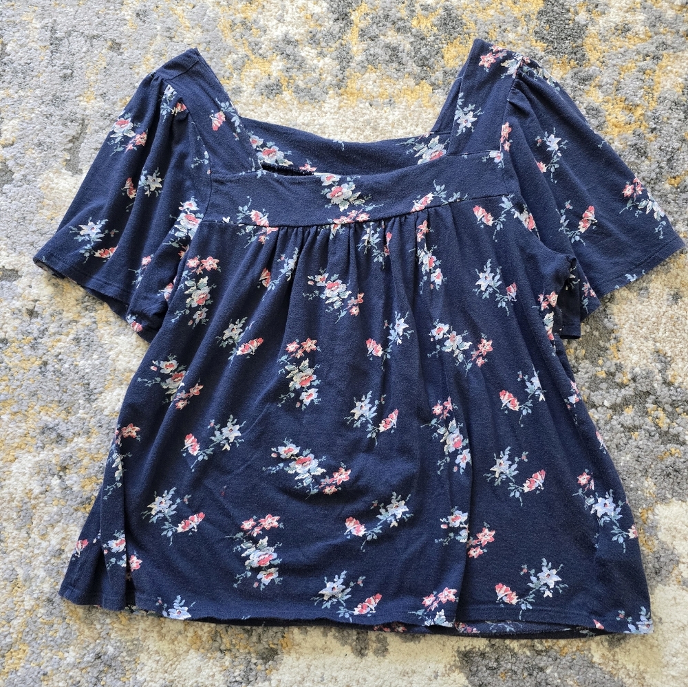 Lucky Brand Floral Navy Women's Top
